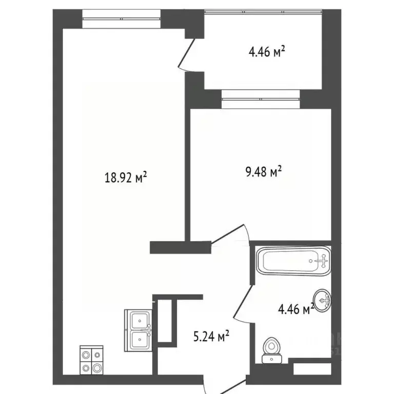 1-к кв. Тюменская область, Тюмень ул. Краснооктябрьская, 8 (38.4 м) - Фото 2