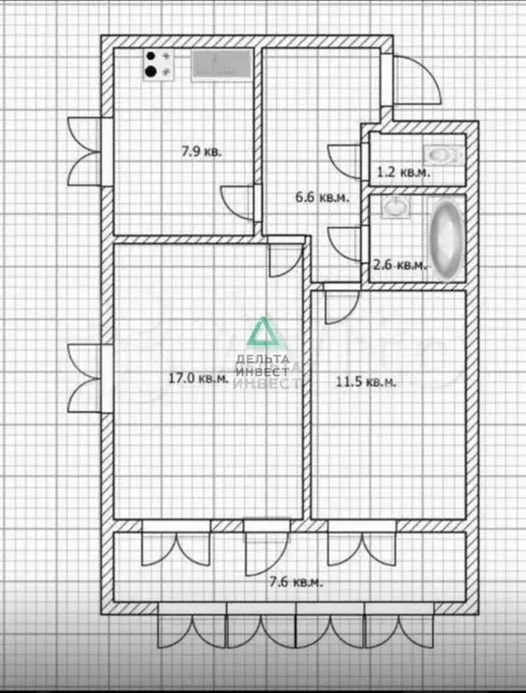 2-к. квартира, 47,8 м, 5/5 эт. - Фото 0