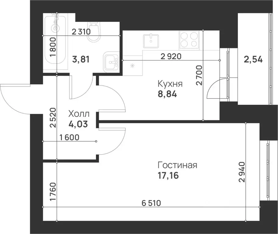 1-к кв. Тульская область, Тула Новая Тула мкр,  (36.38 м) - Фото 0