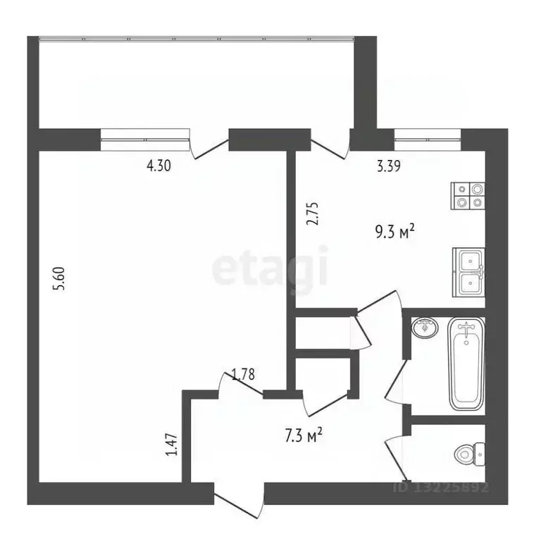 1-к кв. Вологодская область, Вологда Пречистенская наб., 66 (42.9 м) - Фото 2