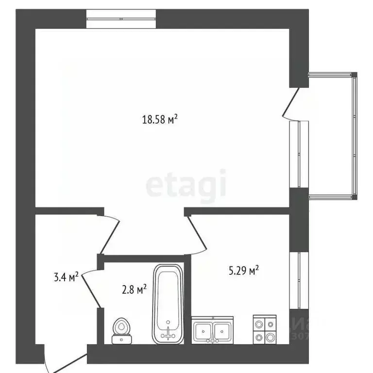 1-к кв. Ярославская область, Рыбинск ул. Софьи Перовской, 6 (30.1 м) - Фото 1