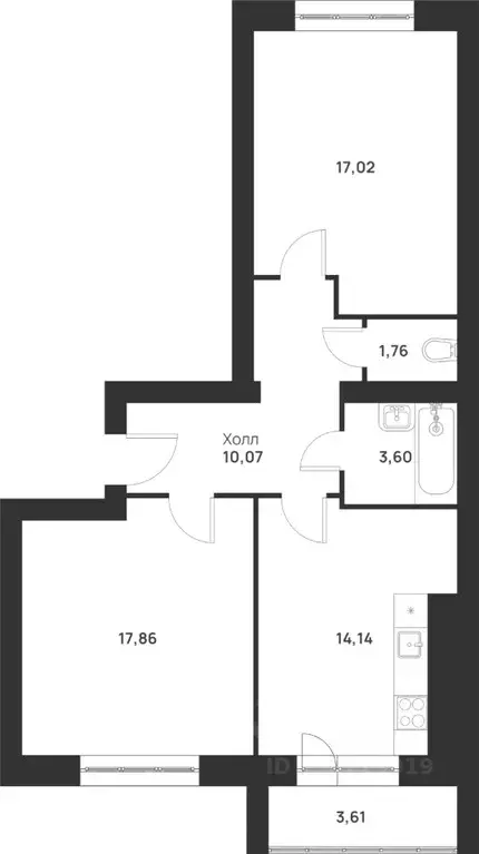 2-к кв. Тульская область, Тула Новая Тула мкр,  (68.06 м) - Фото 0