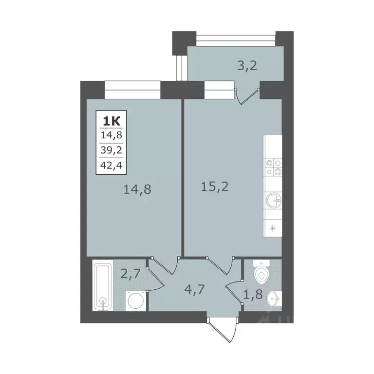 1-к кв. Ставропольский край, Ессентуки  (42.4 м) - Фото 1