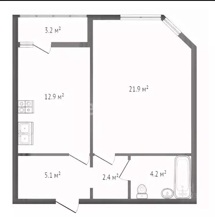 1-к кв. Санкт-Петербург Глухарская ул., 27к1 (46.4 м) - Фото 1