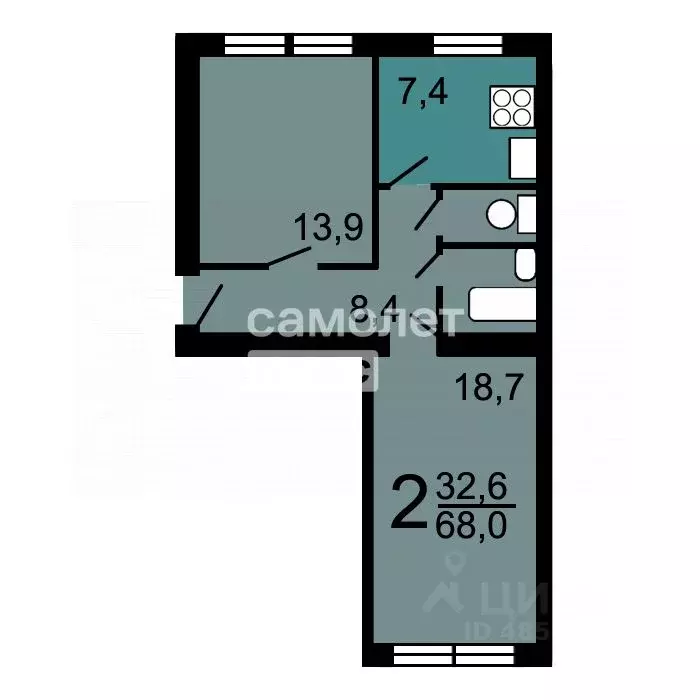 2-к кв. Москва Новогиреевская ул., 8К2 (55.0 м) - Фото 1