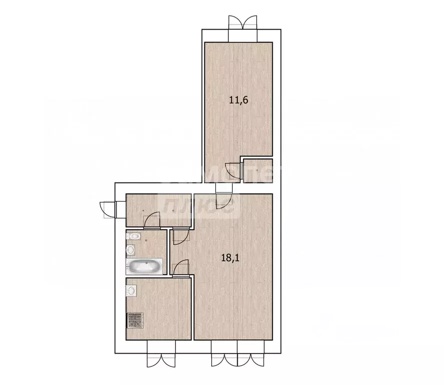 2-к кв. Тюменская область, Тюмень Мельзаводская ул., 54 (42.9 м) - Фото 1