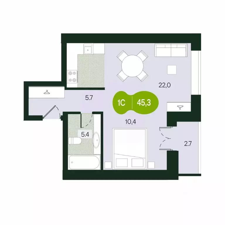 Студия Забайкальский край, Чита ул. Токмакова, 30 (45.3 м) - Фото 1