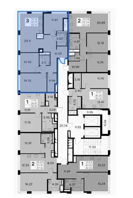 3-комнатная квартира: Санкт-Петербург, улица Челюскина, 10 (89 м) - Фото 2