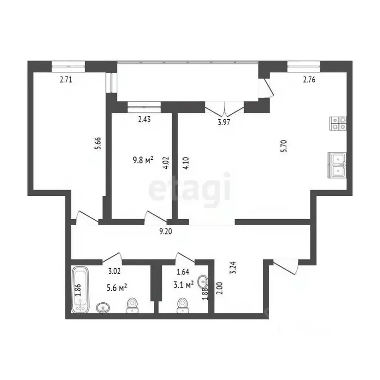 3-к кв. Тюменская область, Тюмень ул. Михаила Сперанского, 37 (74.3 м) - Фото 1