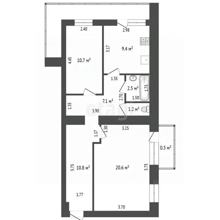 2-к кв. Мордовия, Саранск просп. Ленина, 27 (62.4 м) - Фото 1
