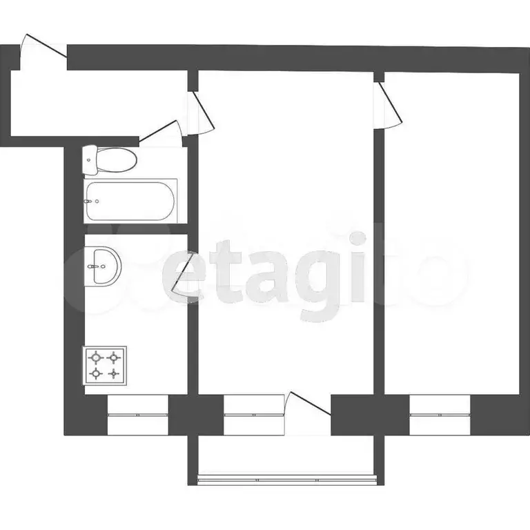 2-к. квартира, 31 м, 4/5 эт. - Фото 0