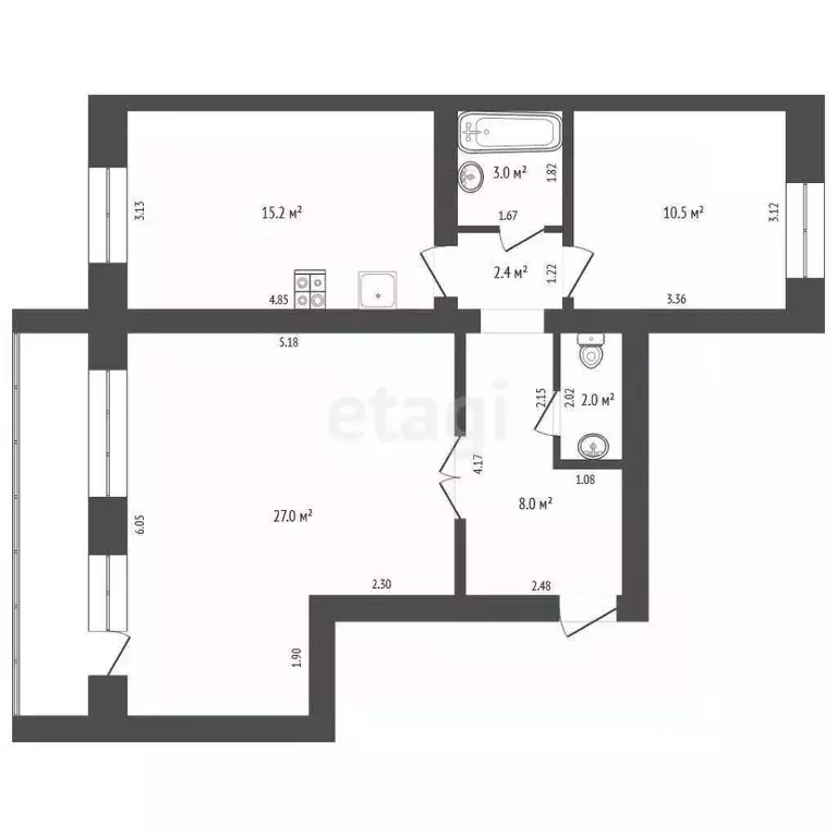 2-к кв. Архангельская область, Котлас ул. Кузнецова, 12 (68.1 м) - Фото 1