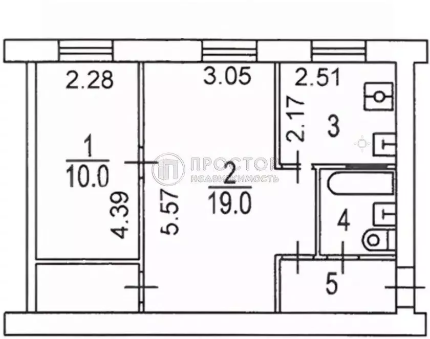 2-к кв. Москва 2-я Владимирская ул., 56 (42.8 м) - Фото 0