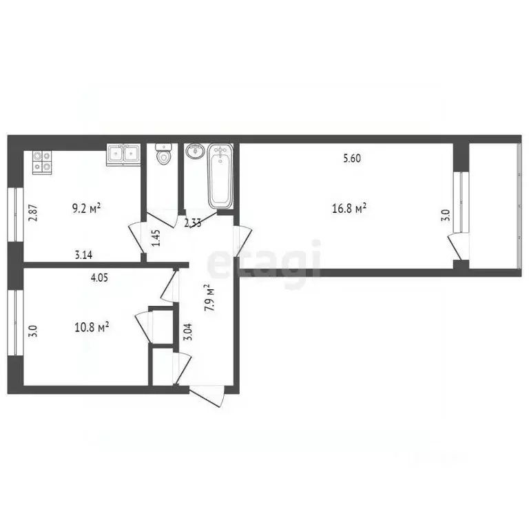 2-к кв. Коми, Сыктывкар Тентюковская ул., 130 (49.1 м) - Фото 1