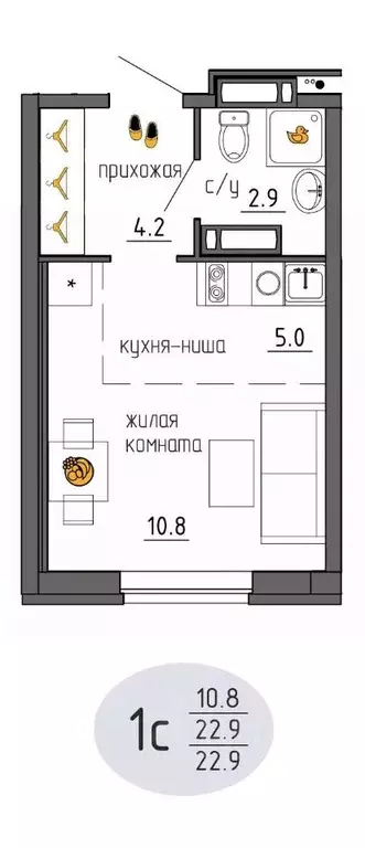 Студия Пермский край, Пермь Ижевская ул., 38 (22.9 м) - Фото 0
