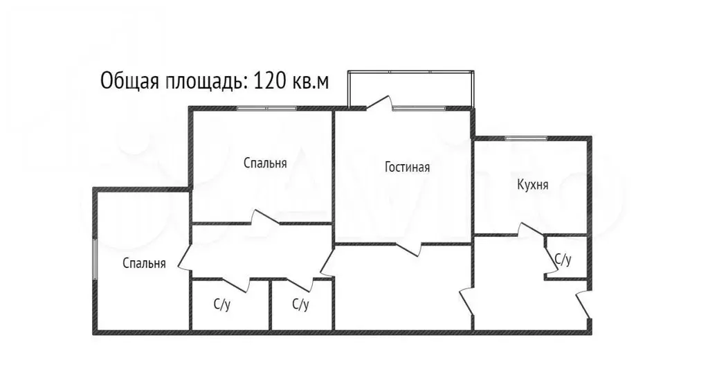 3-к. квартира, 120 м, 3/7 эт. - Фото 0