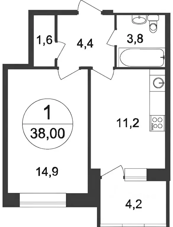 1-к кв. Москва, Москва, Московский г. ул. Москвитина, 9к2 (38.0 м) - Фото 1