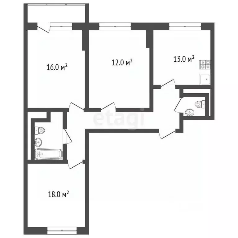 3-к кв. Москва Краснодарская ул., 6 (74.0 м) - Фото 2