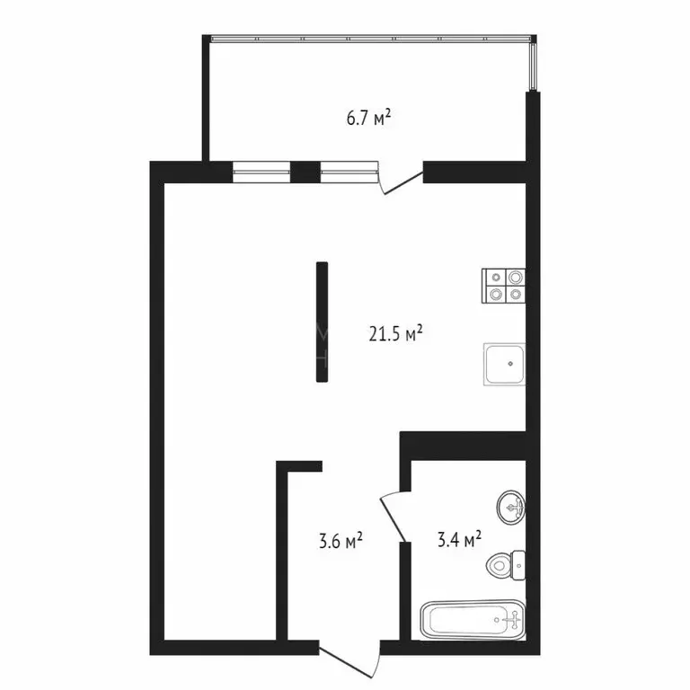 1-комнатная квартира: Патрушева, улица Александра Пушкина, 10А (35.6 ... - Фото 1