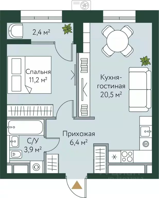 1-к кв. Волгоградская область, Волгоград Новосибирская ул., 74 (44.4 ... - Фото 0