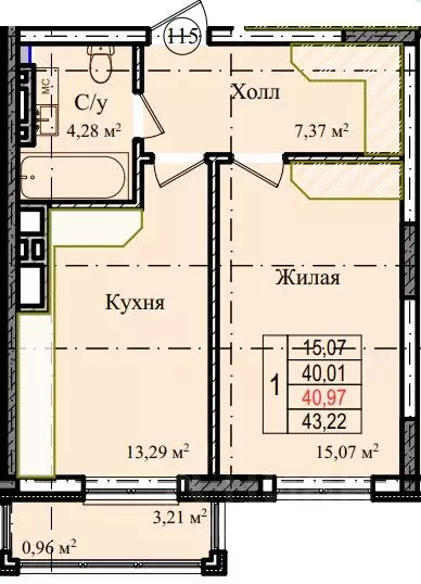 1-к кв. Калининградская область, Гурьевский муниципальный округ, пос. ... - Фото 0