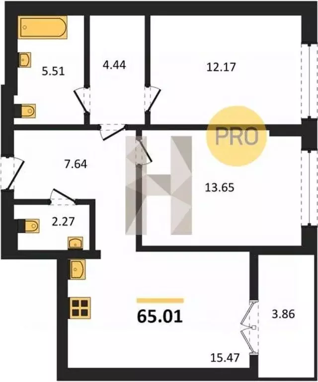 2-к кв. Калининградская область, Гурьевск ул. Героя России ... - Фото 1