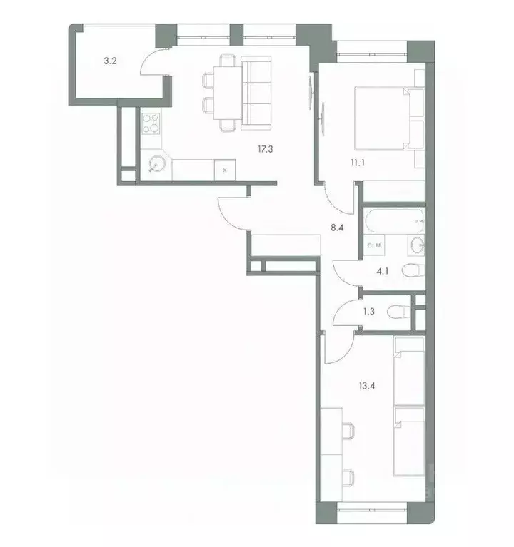 2-к кв. Ханты-Мансийский АО, Ханты-Мансийск Красноармейская ул., 45 ... - Фото 0