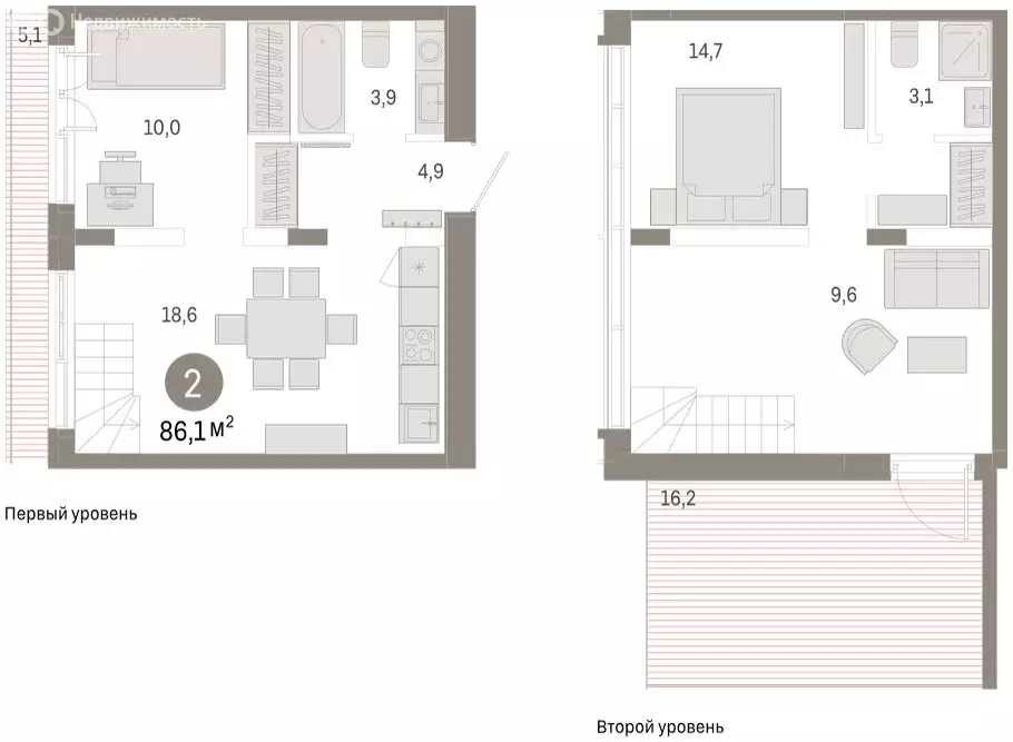 2-комнатная квартира: Тюмень, улица Республики, 205к2 (86.8 м) - Фото 1