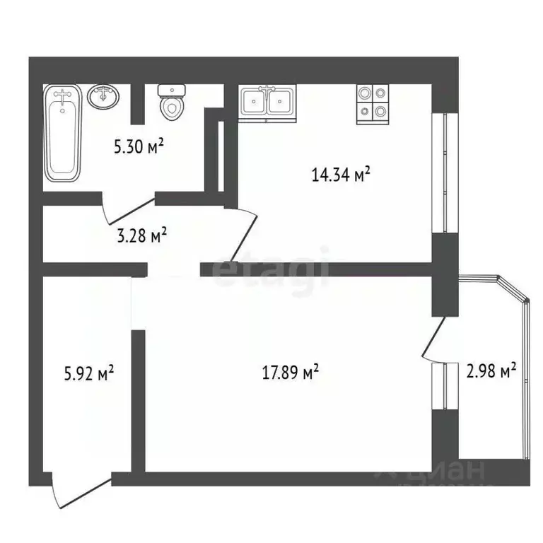 2-к кв. Тюменская область, Тюменский муниципальный округ, д. Патрушева ... - Фото 2