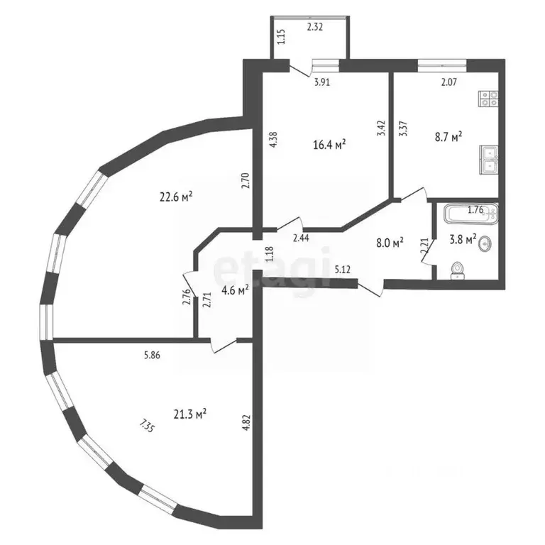 3-к кв. Костромская область, Волгореченск Набережная ул., 48А (87.0 м) - Фото 1