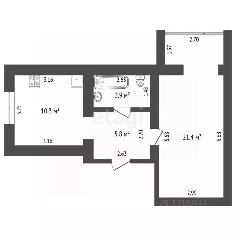 1-к кв. Крым, Бахчисарай ул. Грузинова, 61 (41.4 м) - Фото 1