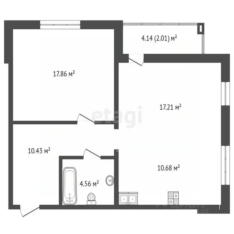 2-к кв. Тюменская область, Тюмень ул. Игоря Комиссарова, 16 (62.8 м) - Фото 1