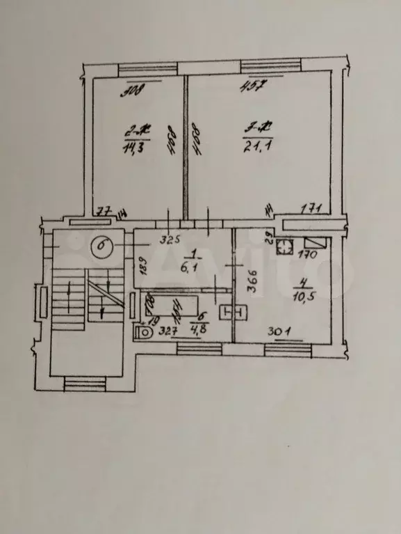 2-к. квартира, 56,8 м, 3/3 эт. - Фото 0