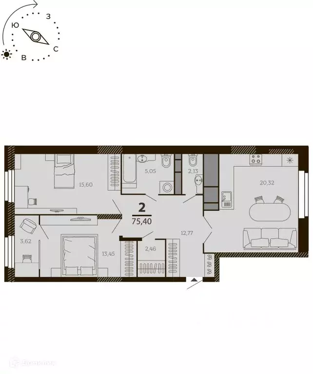 2-к кв. Рязанская область, Рязань ул. Есенина (75.4 м) - Фото 2