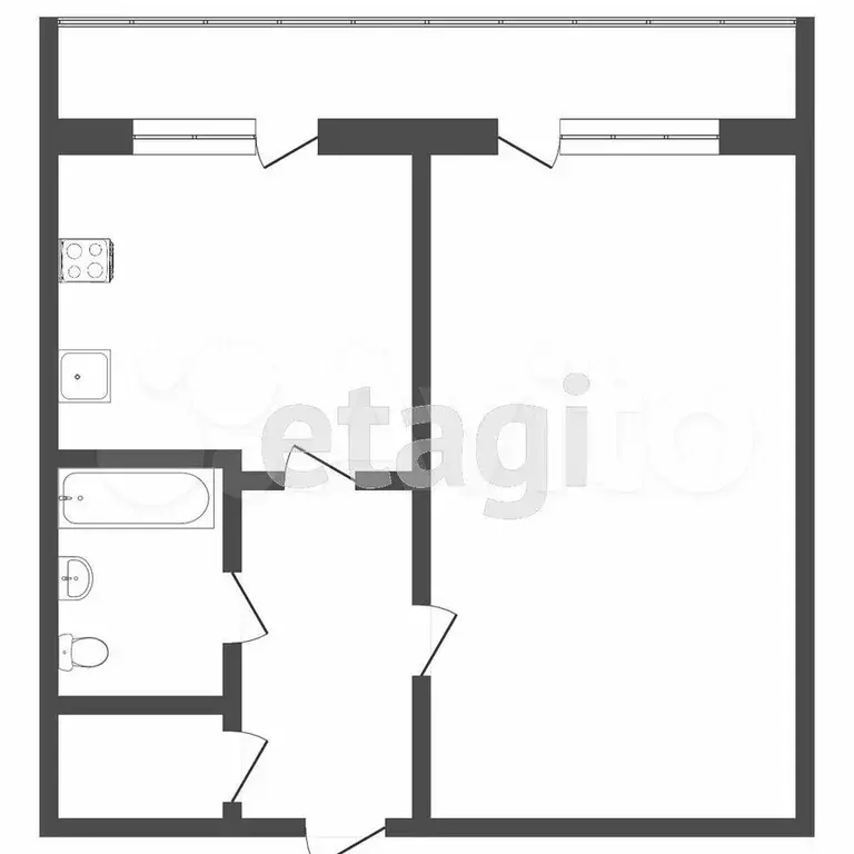 1-к. квартира, 32,3 м, 5/5 эт. - Фото 0