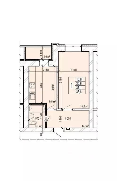 1-к кв. Саратовская область, Энгельс Новобазарная ул., 4 (38.6 м) - Фото 1