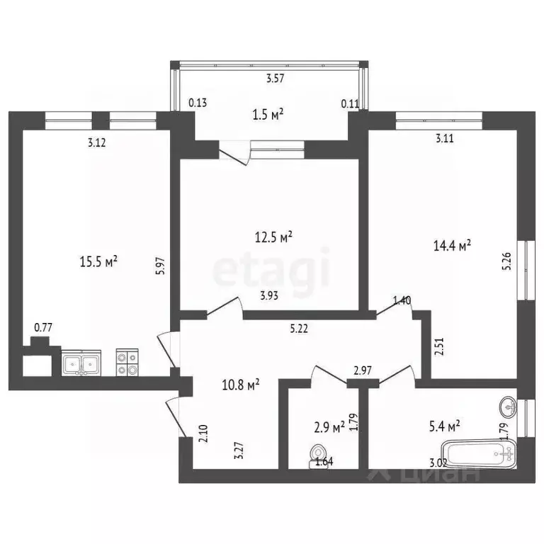 2-к кв. Калининградская область, Светлогорск Яблоневая ул., 17к3 (61.5 ... - Фото 1