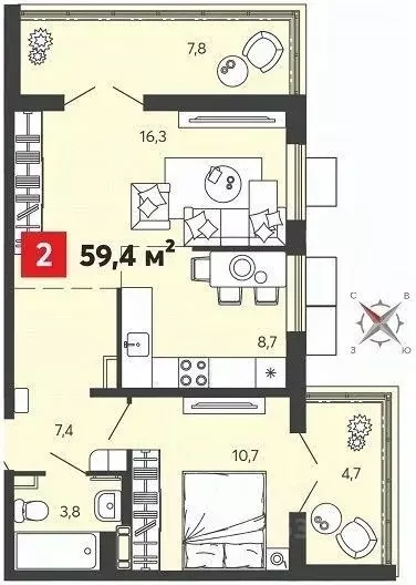 2-к кв. Пензенская область, Пензенский район, Засечный сельсовет, с. ... - Фото 1