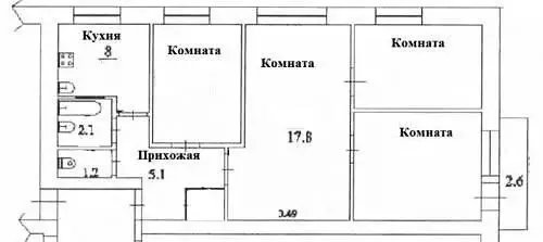Продаётся 4-к квартира, 61.2 м - Фото 1