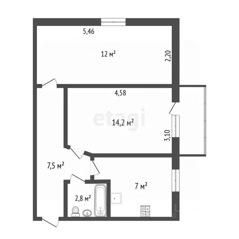 2-к кв. Севастополь ул. Киевская, 16 (43.5 м) - Фото 1
