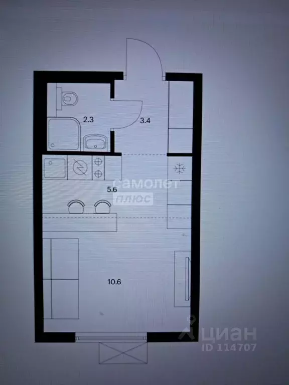 Студия Москва Варшавское ш., 284к2 (21.4 м) - Фото 1