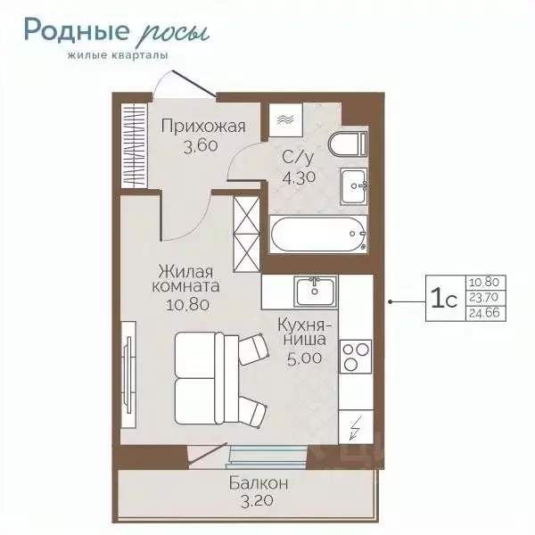 1-к кв. Пермский край, Пермский муниципальный округ, с. Фролы ул. ... - Фото 0