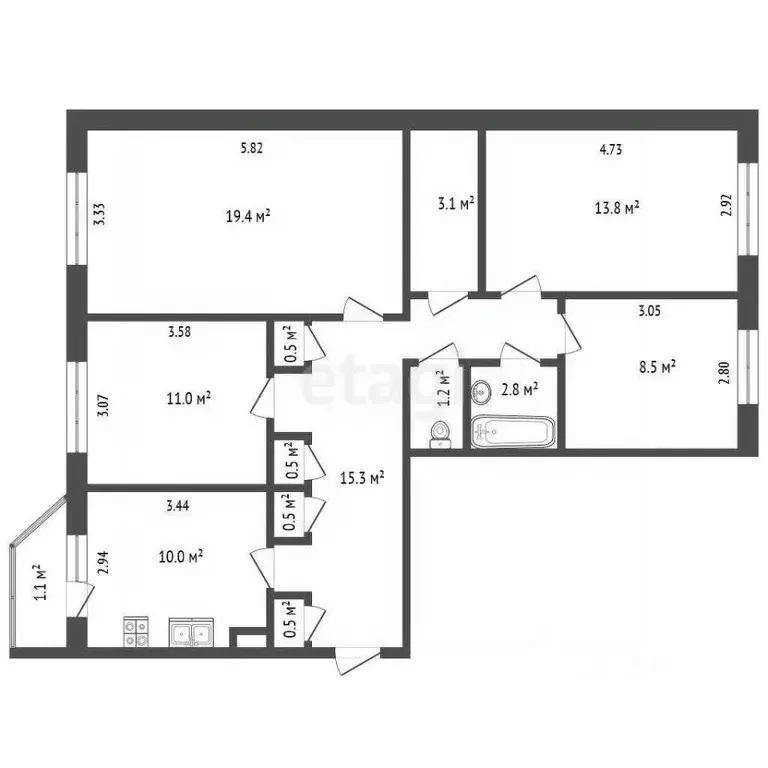 4-к кв. Ямало-Ненецкий АО, Ноябрьск ул. Ленина, 86 (86.1 м) - Фото 1