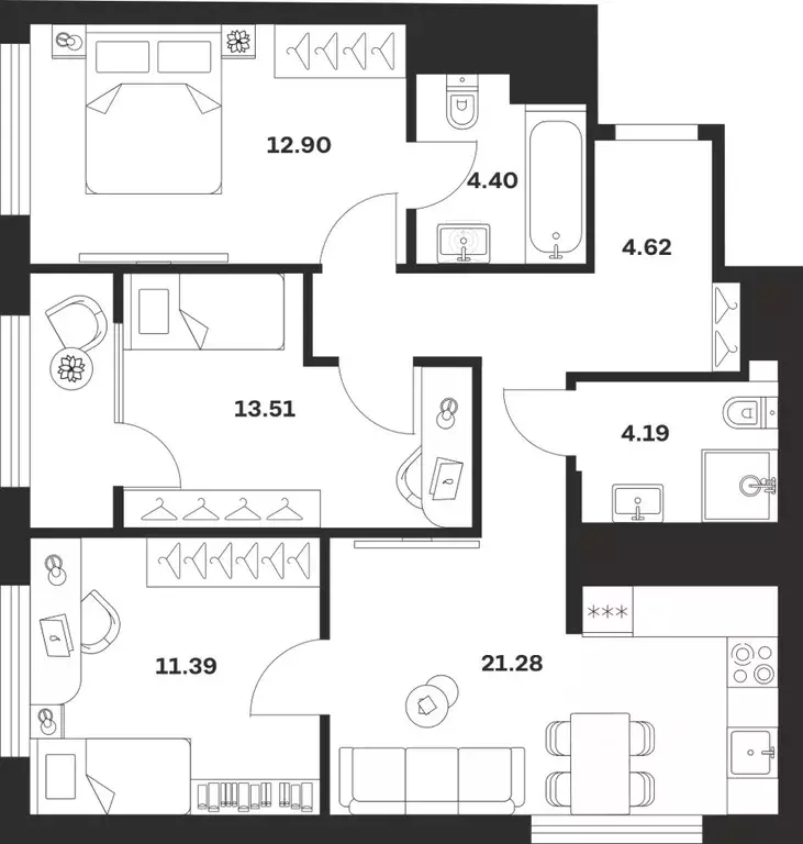 3-к кв. Тульская область, Тула ул. Академика Насоновой, 18 (72.29 м) - Фото 1