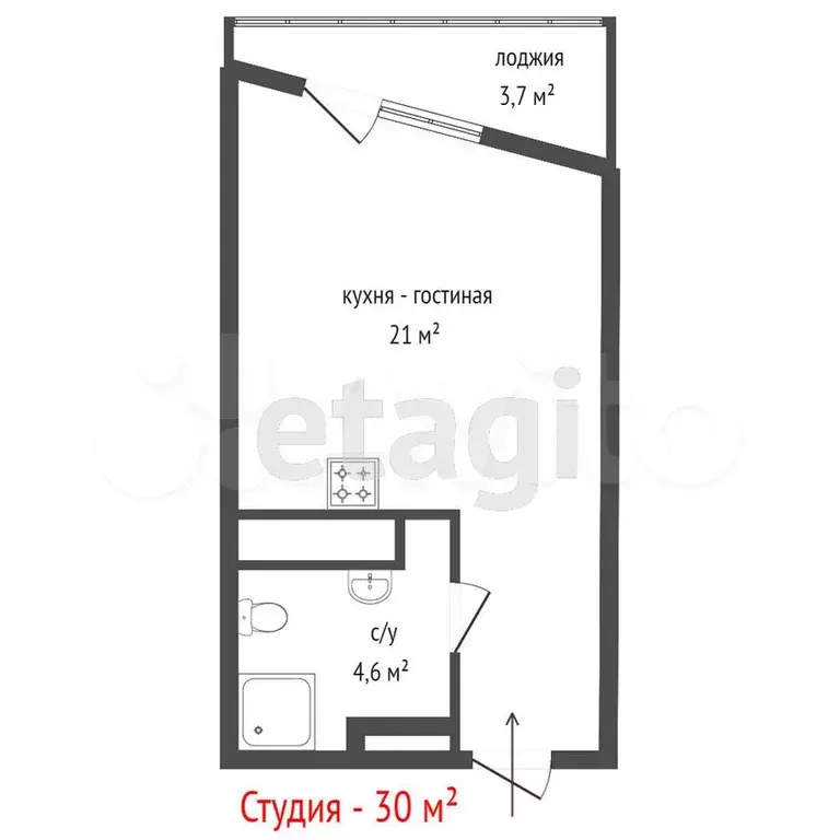 Апартаменты-студия, 29,2 м, 25/25 эт. - Фото 0