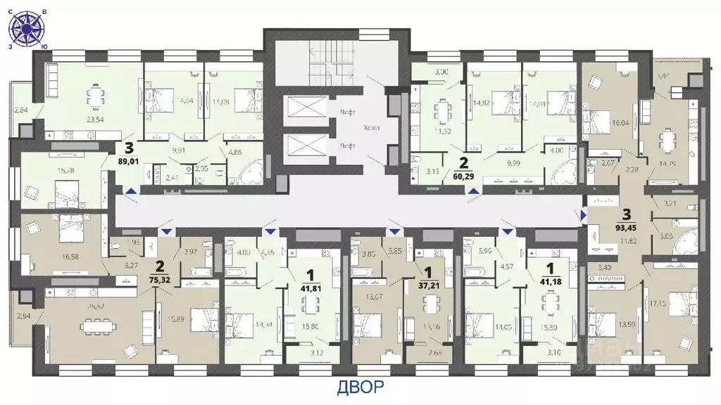 2-к кв. Рязанская область, Рязань Бирюзова Парк жилой комплекс (75.3 ... - Фото 1