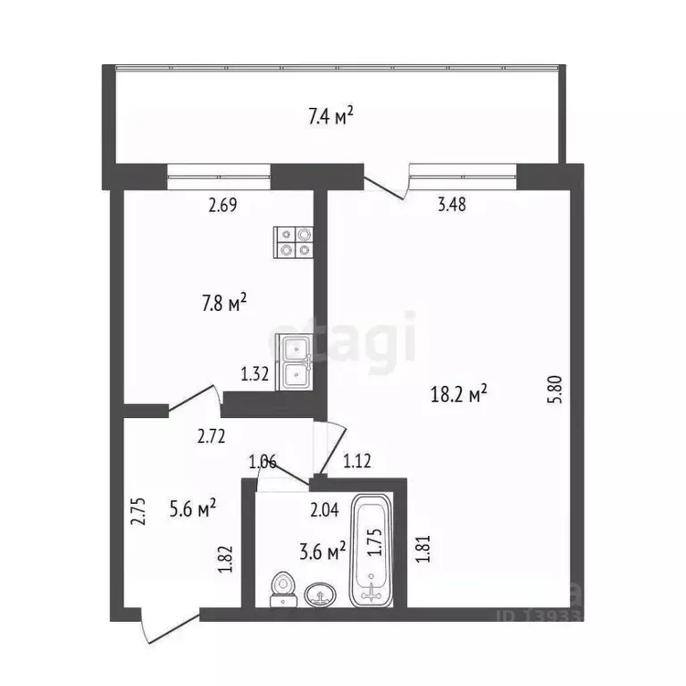 1-к кв. Тюменская область, Тюмень Малая Боровская ул., 38/5 (35.2 м) - Фото 0