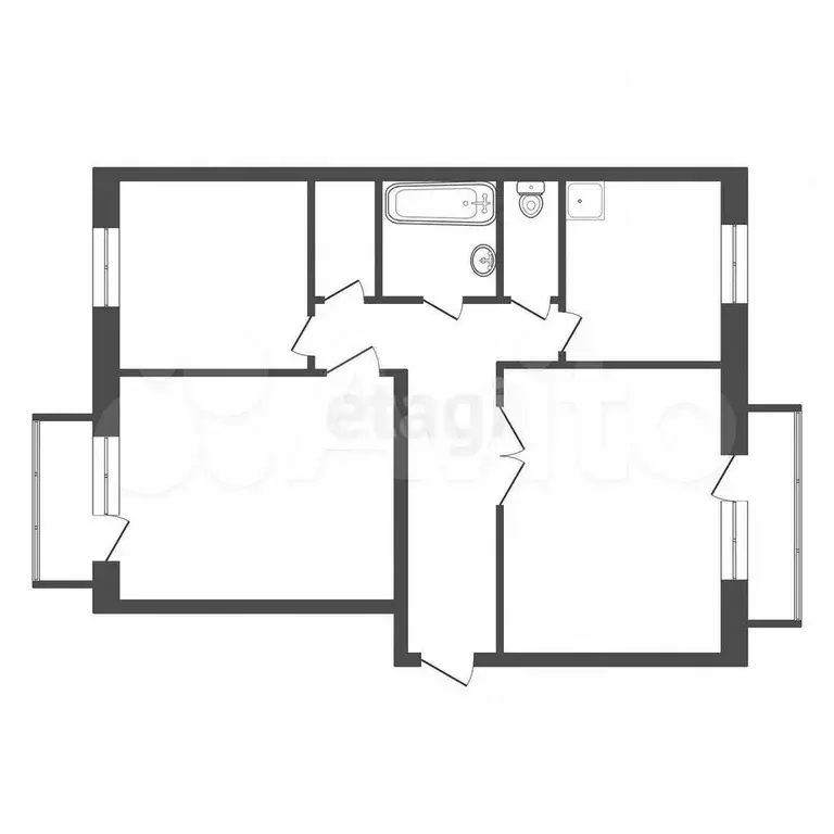 3-к. квартира, 65,6 м, 2/9 эт. - Фото 0