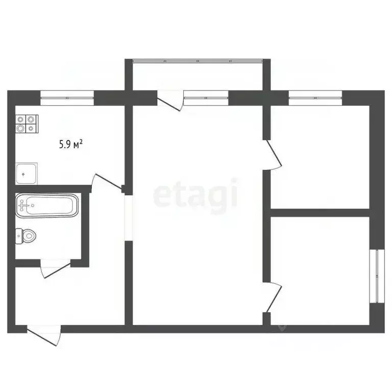 2-к кв. Тверская область, Кимры Коммунистическая ул., 12А (41.2 м) - Фото 2