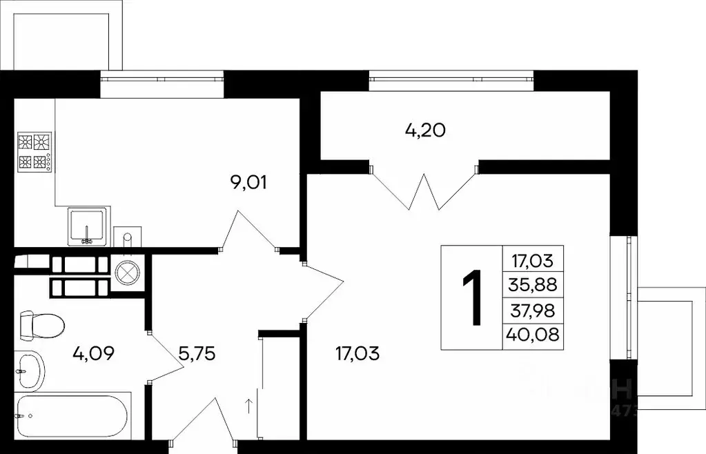 1-к кв. Крым, Евпатория  (41.03 м) - Фото 1
